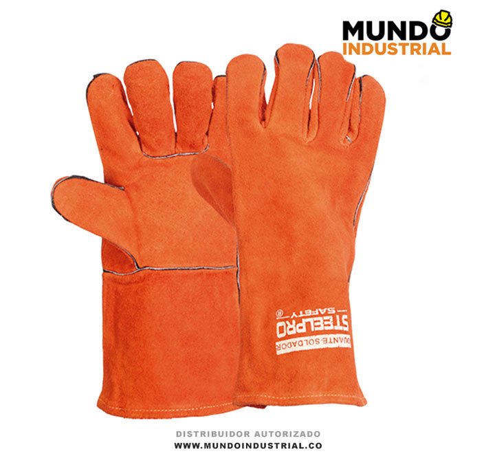 Guante soldador carnaza naranja steelpro