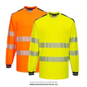 Camiseta de trabajo manga larga de alta visibilidad con reflectivo