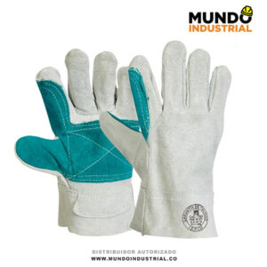 Guante carnaza reforzado palma verde steelpro